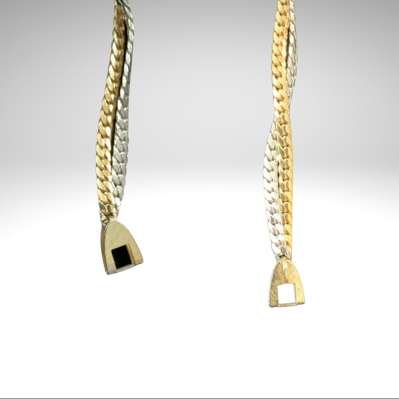 Avon Herringbone two strand gold and silver tone necklace, vintage - Picture 5 of 8